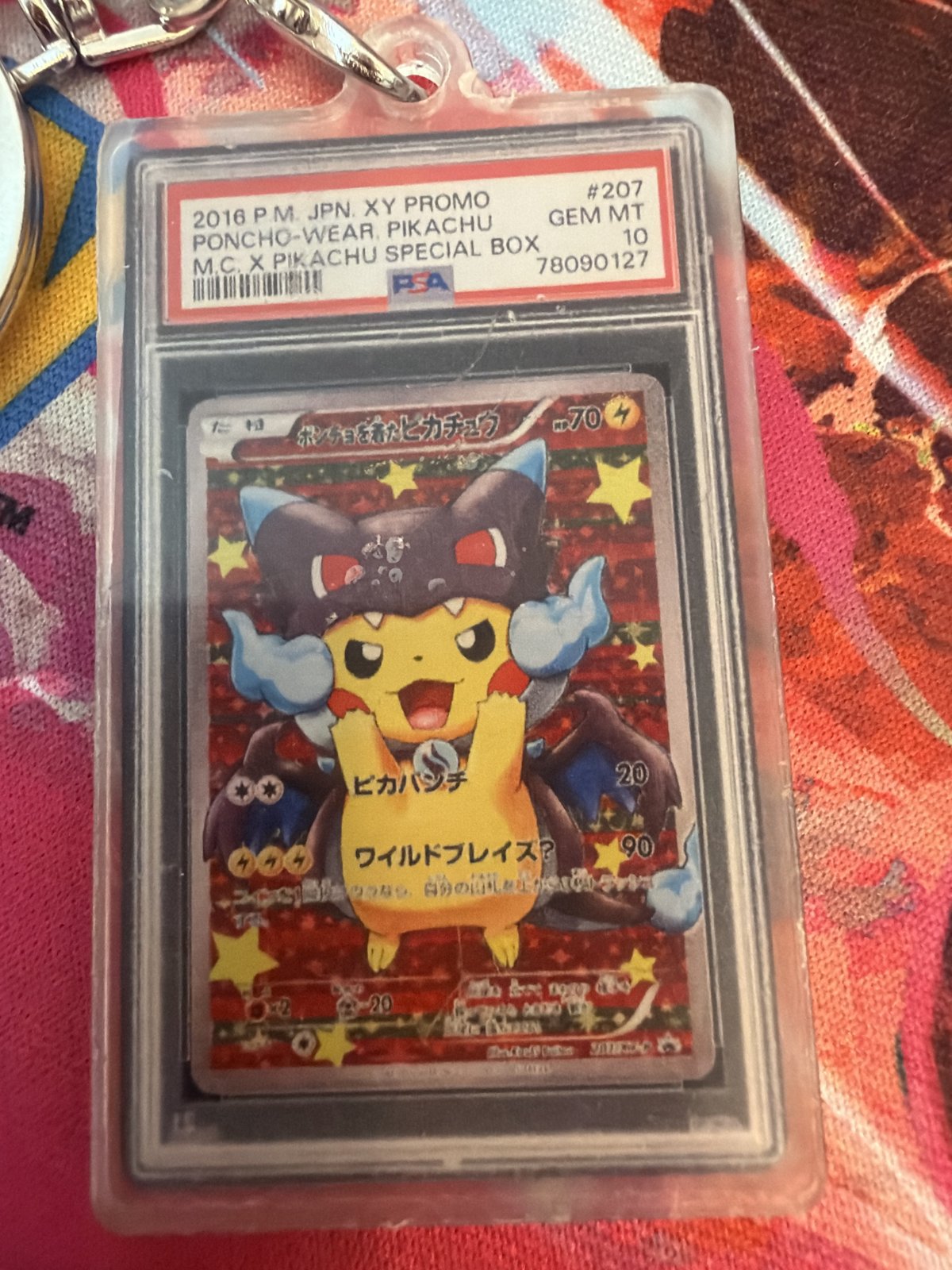 Poncho-Wearing Pikachu (Mega Charizard X) #207 Slab Keychain
