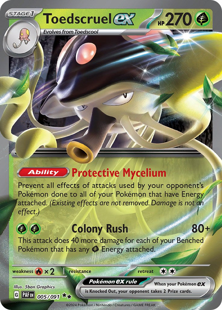Toedscruel ex 005/091 Pokémon card, Paldean Fates, Near Mint