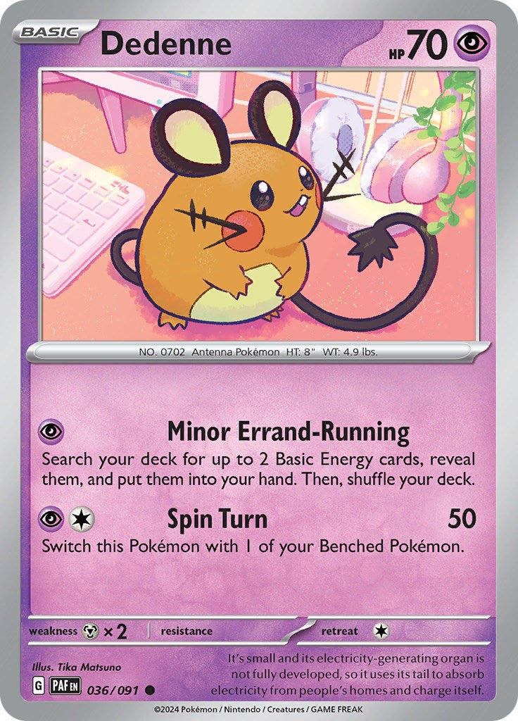 Dedenne 036/091 Pokémon card, Paldean Fates, Near Mint