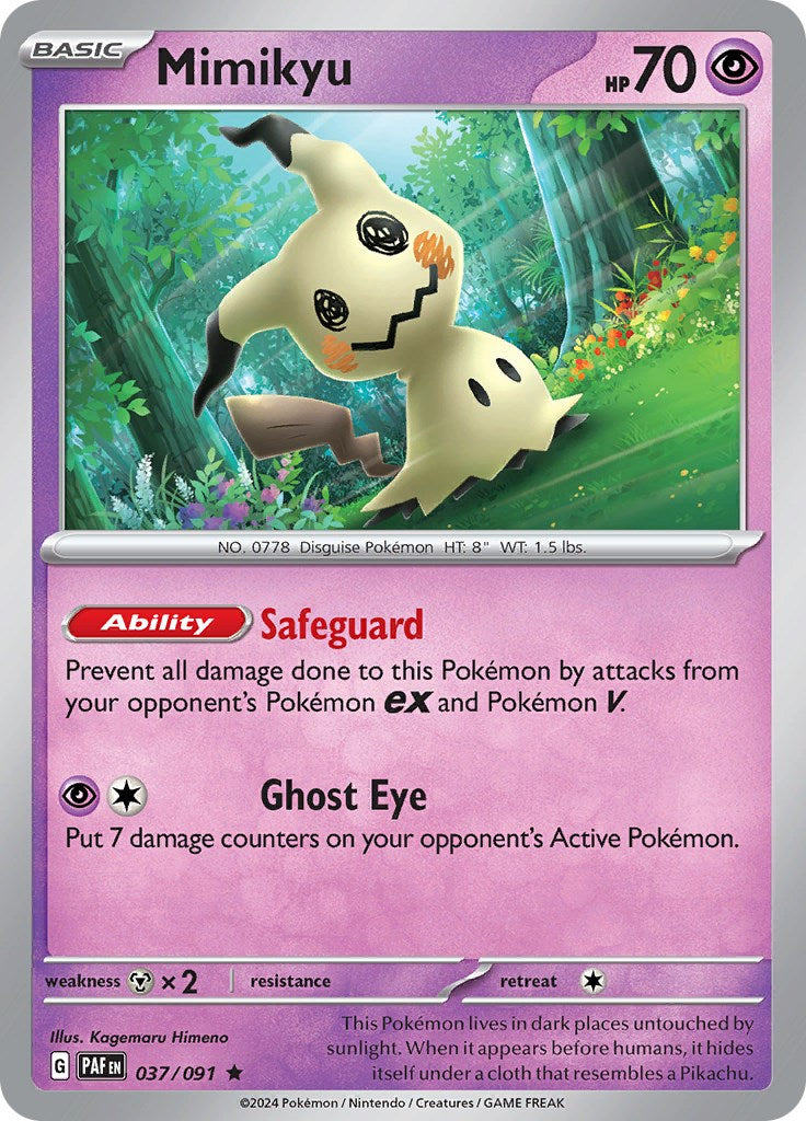 Mimikyu 037/091 Pokémon card, Paldean Fates, Near Mint