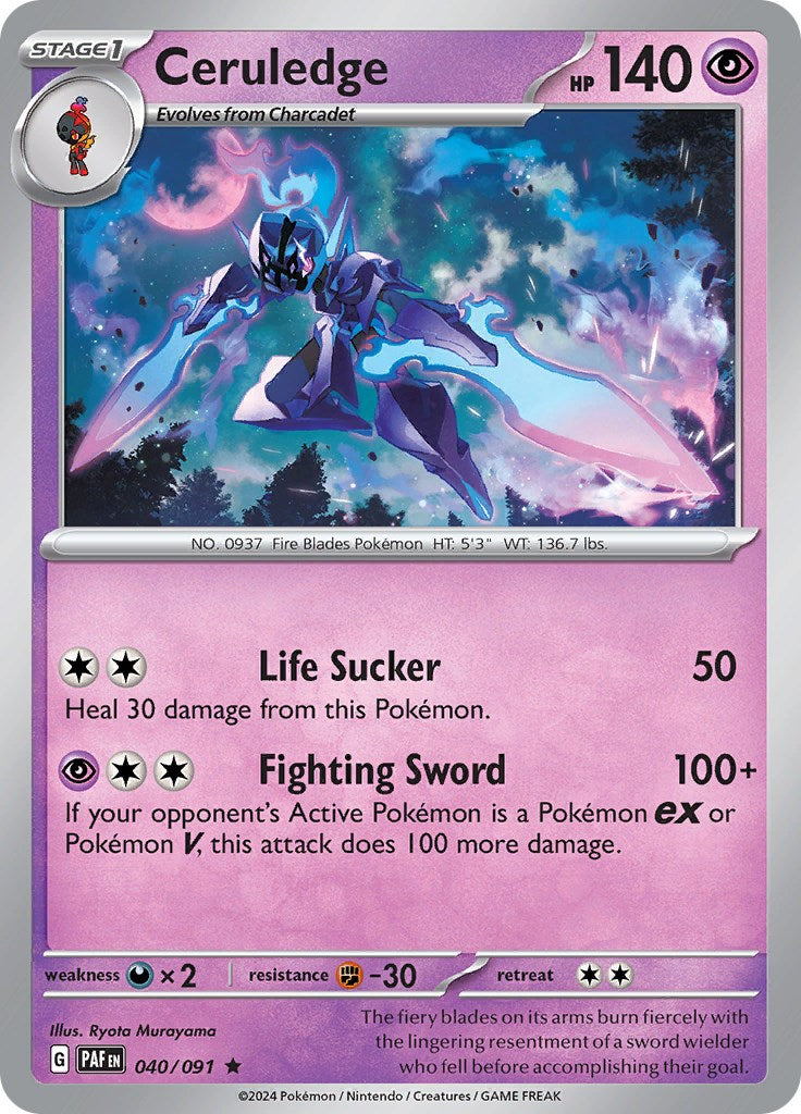 Ceruledge 040/091 Pokémon card, Paldean Fates, Near Mint