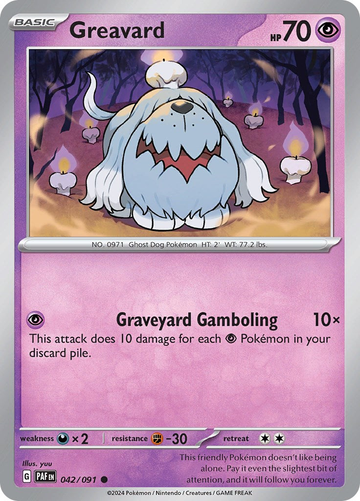 Greavard 042/091 Pokémon card, Paldean Fates, Near Mint