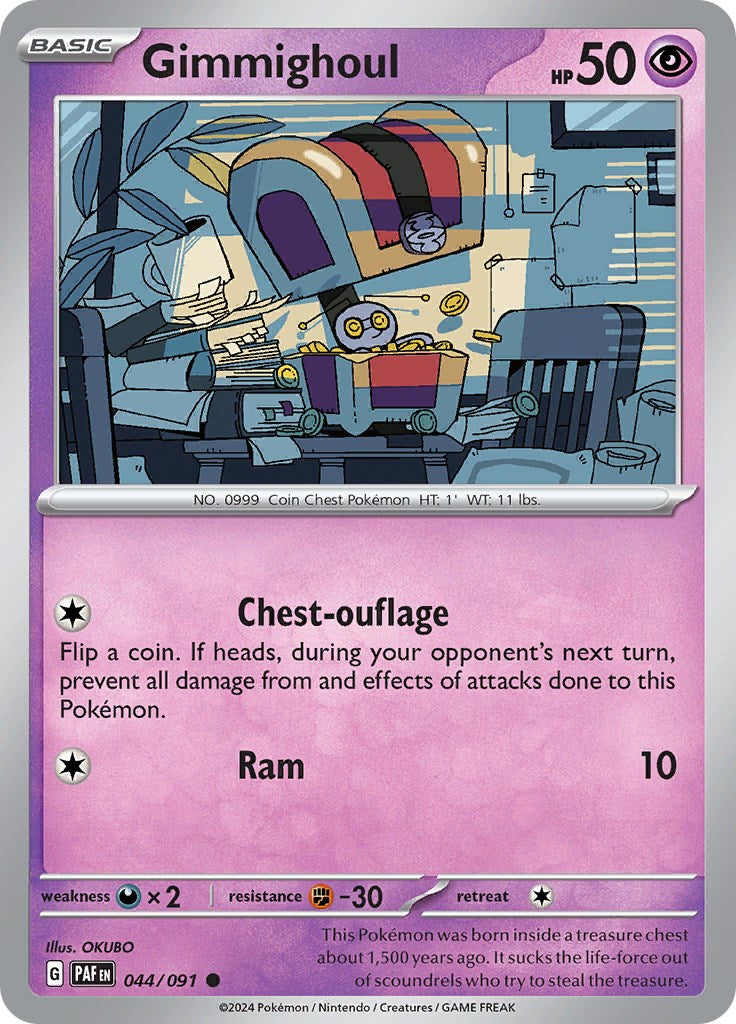 Gimmighoul 044/091 Pokémon card, Paldean Fates, Near Mint