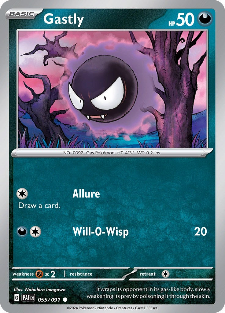 Gastly 055/091 Pokémon card, Paldean Fates, Near Mint