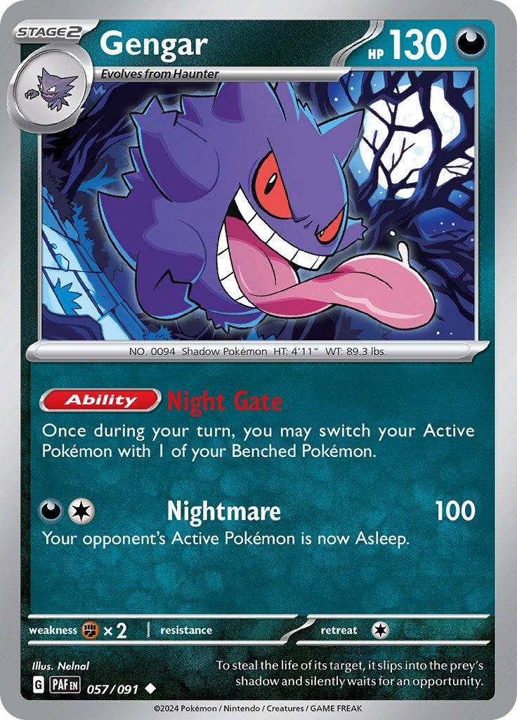 Gengar 057/091 Pokémon card, Paldean Fates, Near Mint
