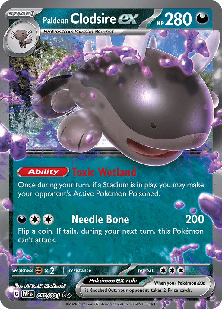 Paldean Clodsire ex 059/091 Pokémon card, Paldean Fates, Near Mint