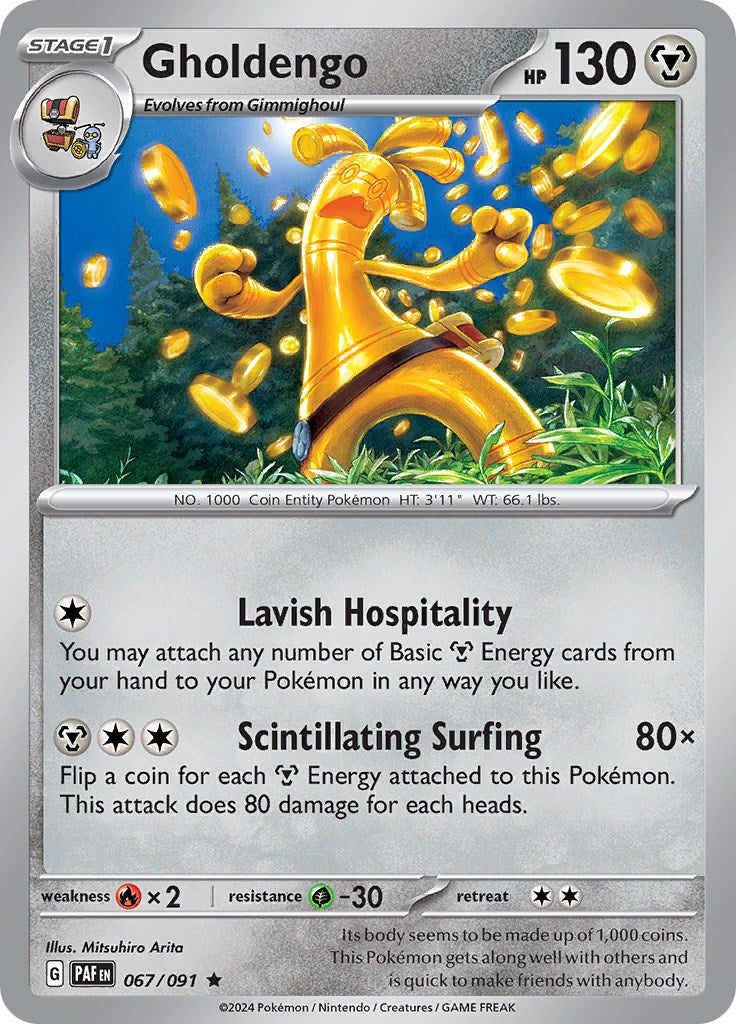Gholdengo 067/091 Pokémon card, Paldean Fates, Near Mint