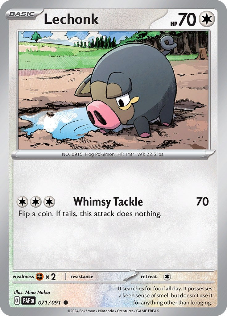 Lechonk 071/091 Pokémon card, Paldean Fates, Near Mint