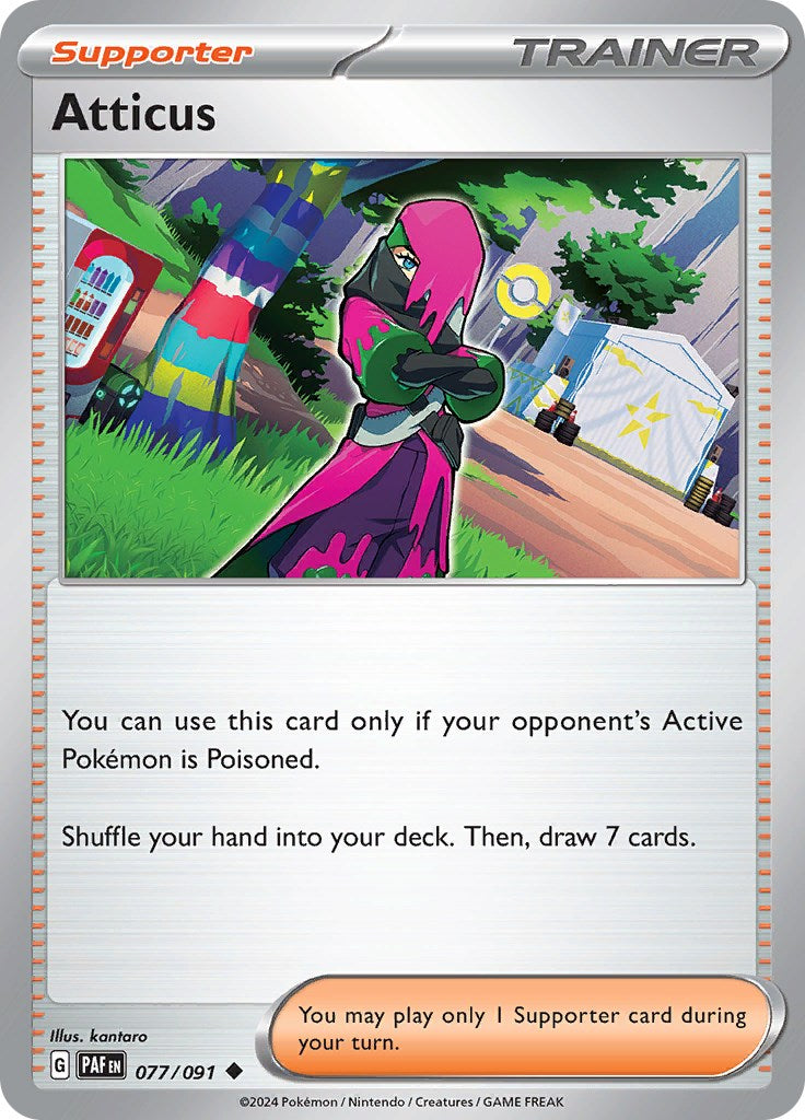 Atticus 077/091 Pokémon card, Paldean Fates, Near Mint