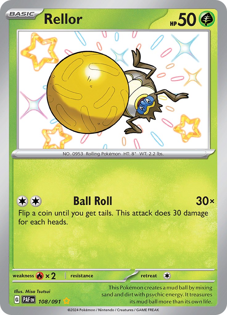 Rellor 108/091 Pokémon card, Paldean Fates, Near Mint