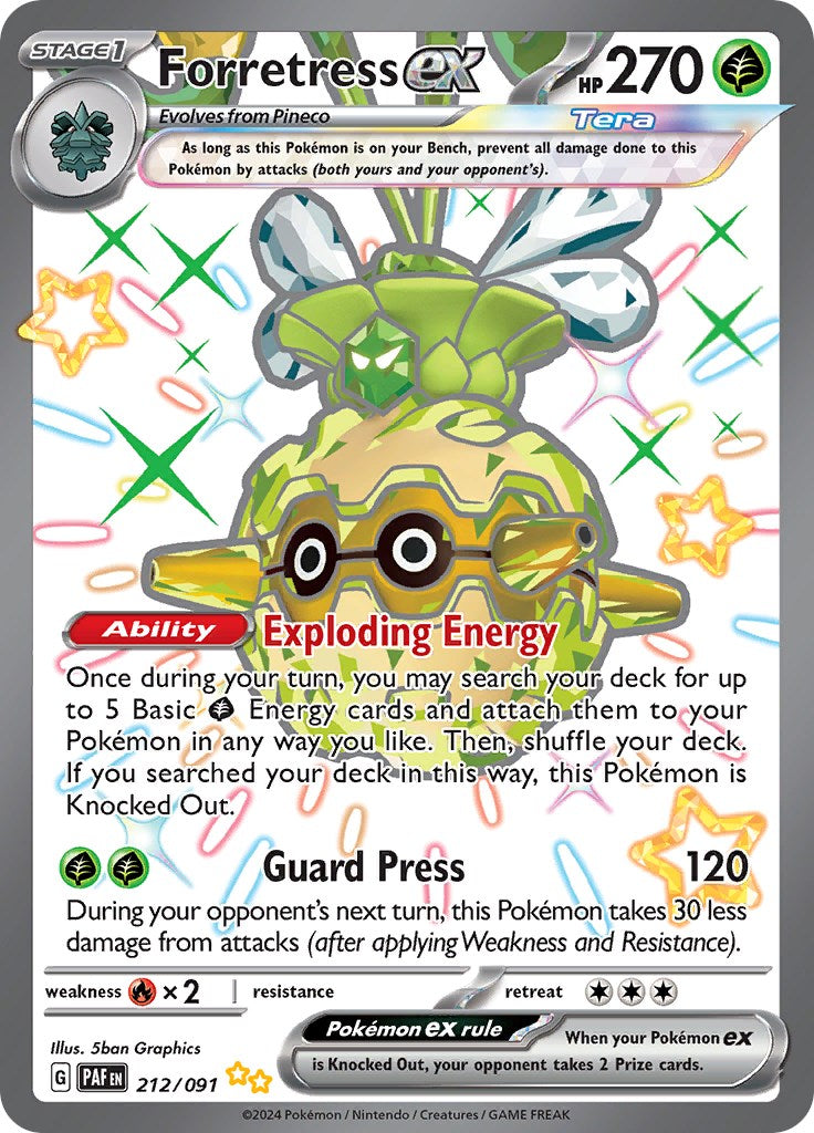 Forretress ex 212/091 Pokémon card, Paldean Fates, Near Mint
