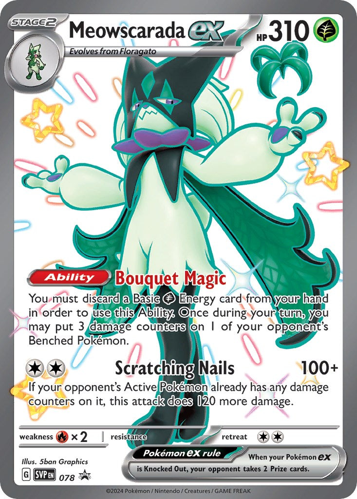 Meowscarada ex 078 Pokémon card, Scarlet & Violet Promo, Near Mint