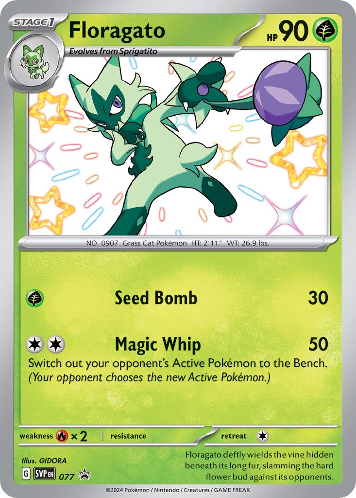 Floragato 077 Pokémon card, Scarlet & Violet Promo, Near Mint