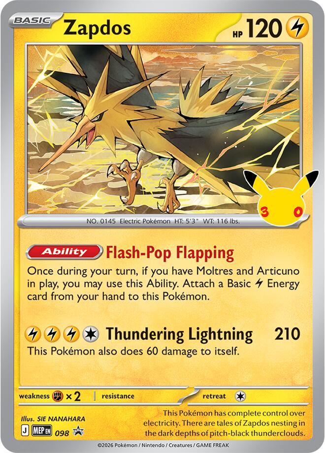Zapdos - 098 (30th Celebration) [MEP - 098]