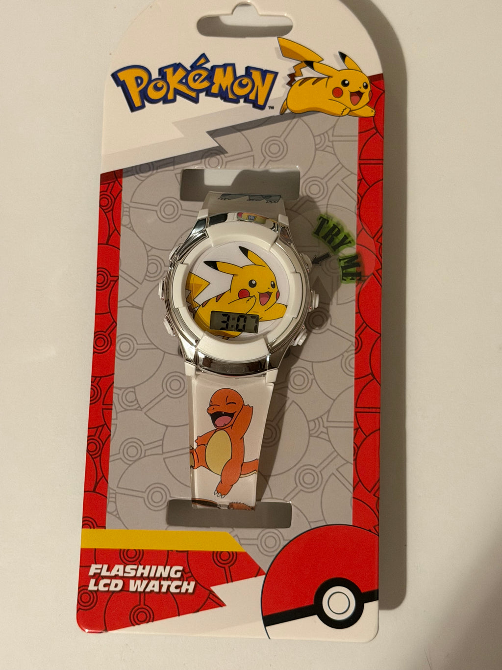 Pokémon Pikachu Digital LCD Kids Watch – White Strap