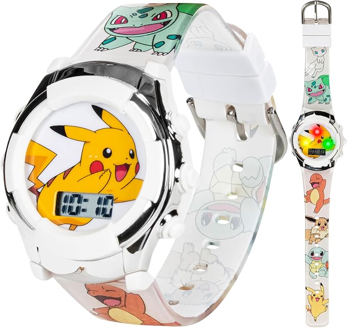 Pokémon Pikachu Digital LCD Kids Watch – White Strap