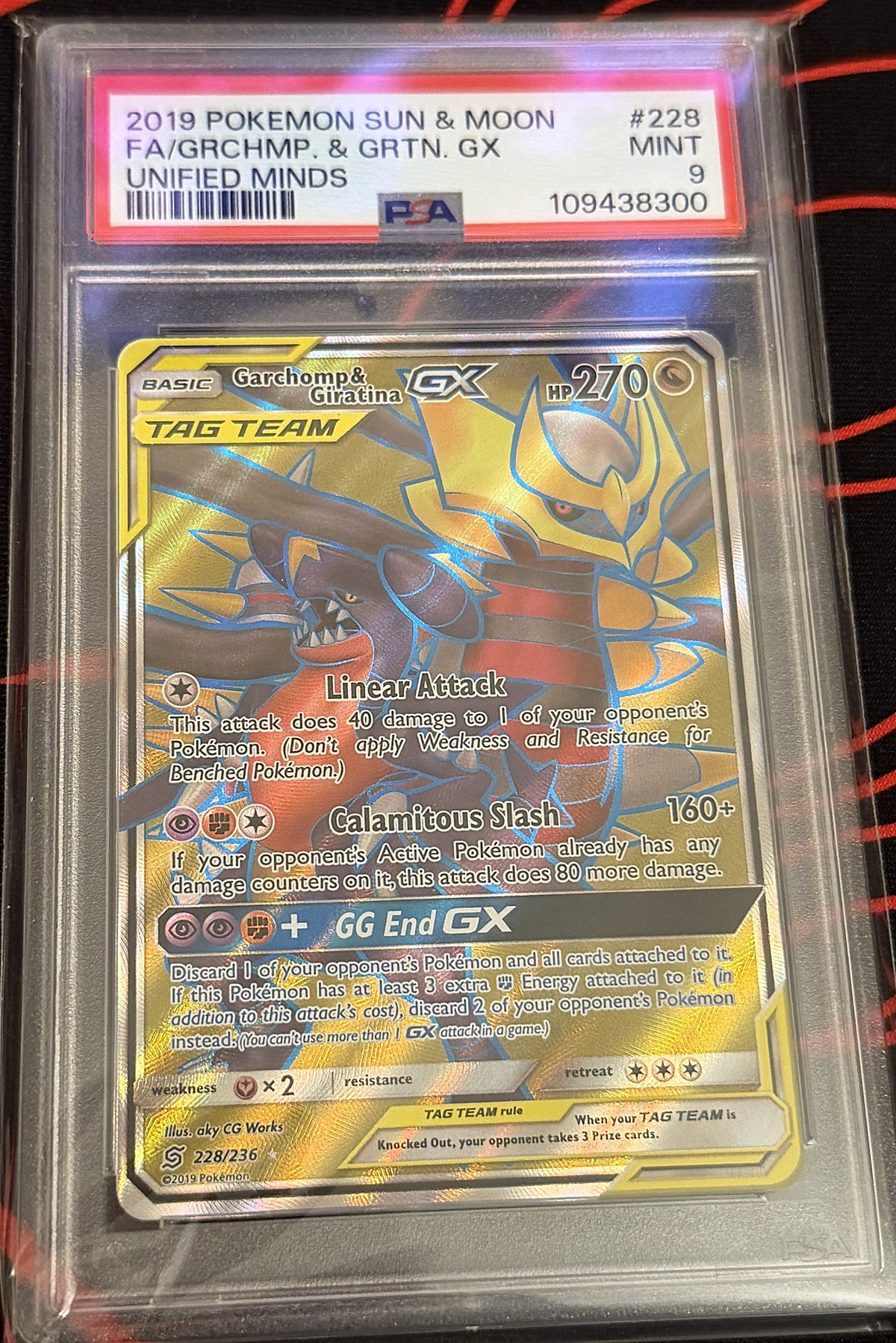 Garchomp & Giratina GX 228/236 Unified Minds Full Art (English) PSA 9